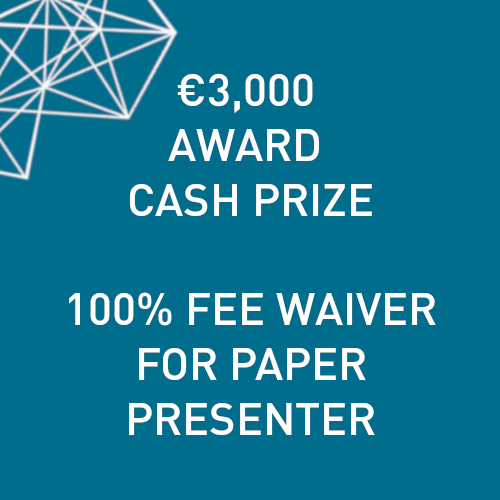100% Fee Waiver for Paper Presenter; EUR 3.000 Award Cash Prize